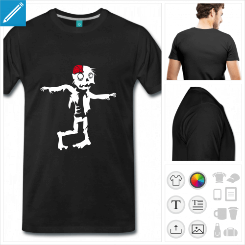 T-shirt zombie rigolo titubant  personnaliser et imprimer en ligne.