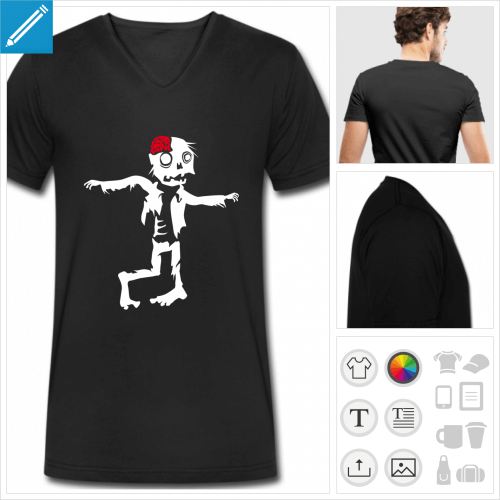 t-shirt pour homme zombie rigolo  personnaliser