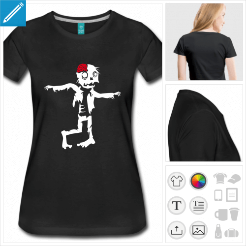 t-shirt femme zombie  personnaliser, impression unique