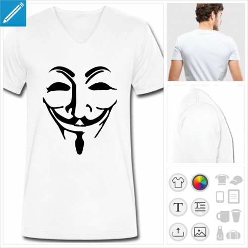 tee-shirt anonymous à personnaliser, impression unique