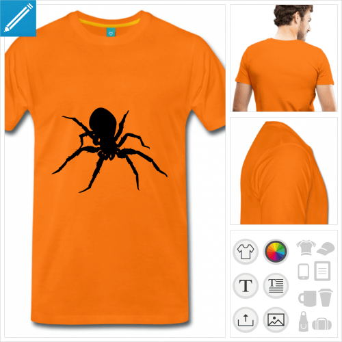 t-shirt orange homme araigne  crer en ligne