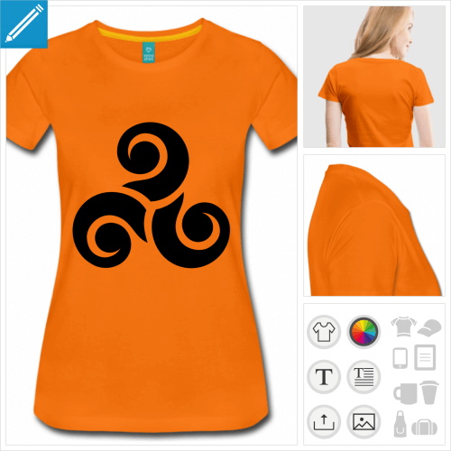 t-shirt orange triskel celte  crer soi-mme