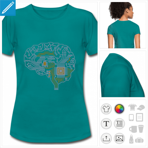 tee-shirt cerveau personnalisable, impression  l'unit