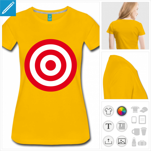 t-shirt jaune cible rouge  personnaliser et imprimer en ligne