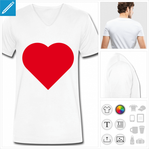 t-shirt homme i love  personnaliser et imprimer en ligne