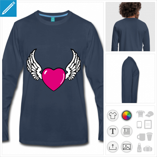 t-shirt coeur personnalisable, impression  l'unit