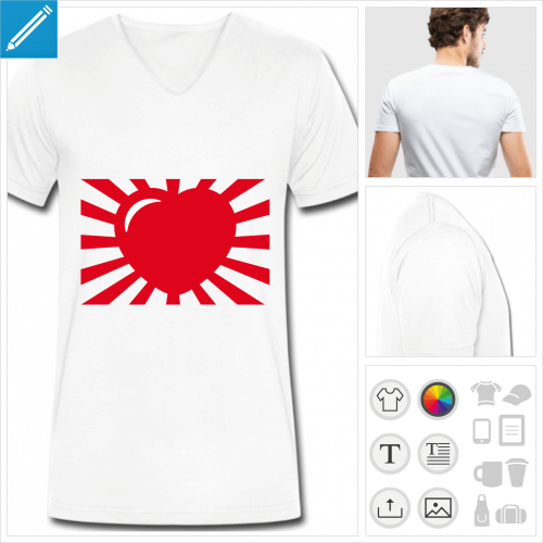 t-shirt homme coeur  personnaliser, impression unique