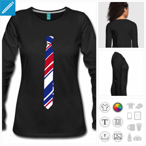t-shirt manches longues fausse cravate  personnaliser en ligne