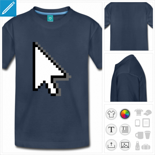 t-shirt bleu cursor flche  personnaliser et imprimer en ligne