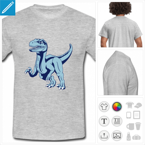 t-shirt manches courtes dinosaure vlociraptor  personnaliser et imprimer en ligne