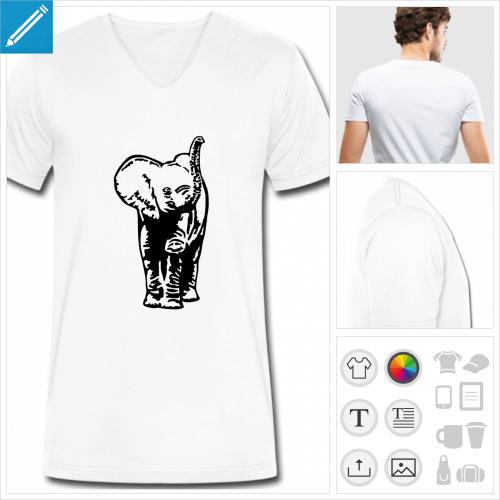 t-shirt lphant personnalisable, impression  l'unit