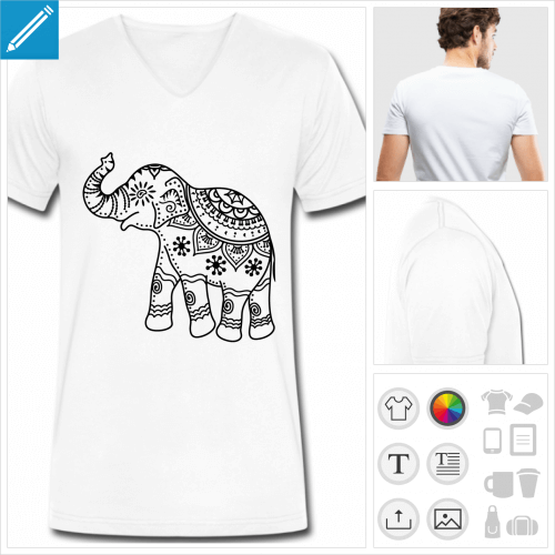 t-shirt lphant inde  personnaliser, impression unique