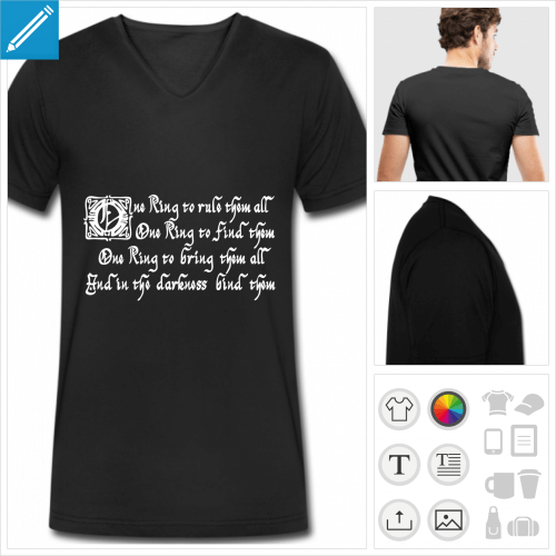 t-shirt homme one ring Tolkien  personnaliser