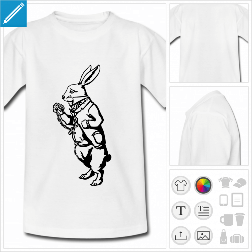 t-shirt enfant Lapin blanc  personnaliser, impression unique