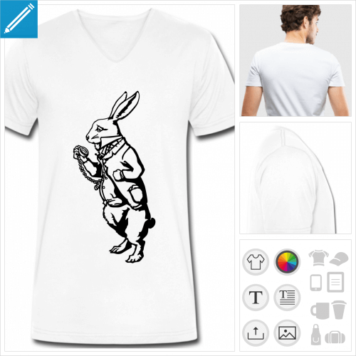 t-shirt simple Lapin blanc  personnaliser