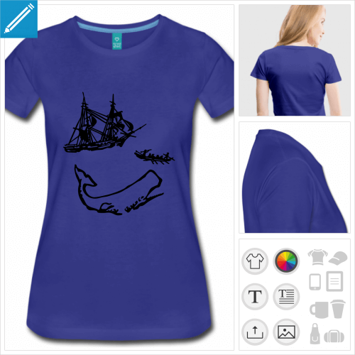 t-shirt manches courtes moby dick  personnaliser, impression unique