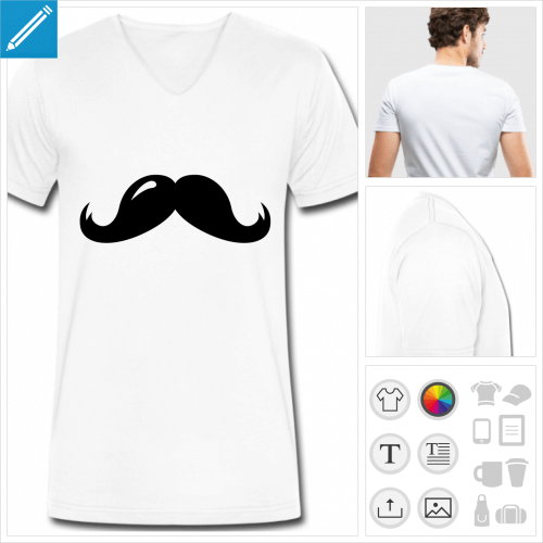 t-shirt homme moustache rigolote  personnaliser, impression unique