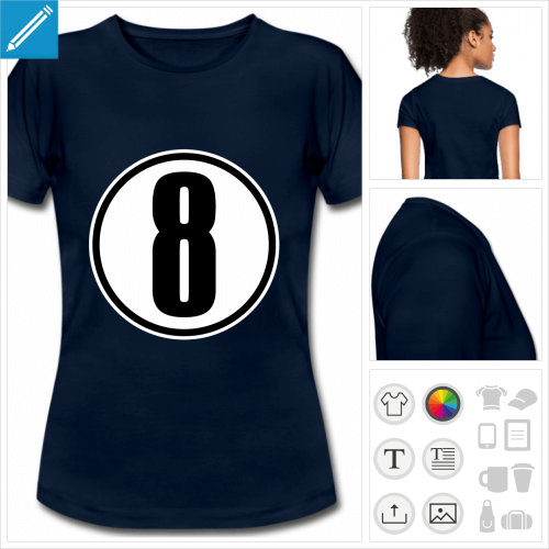 t-shirt manches courtes Numro 8  personnaliser en ligne