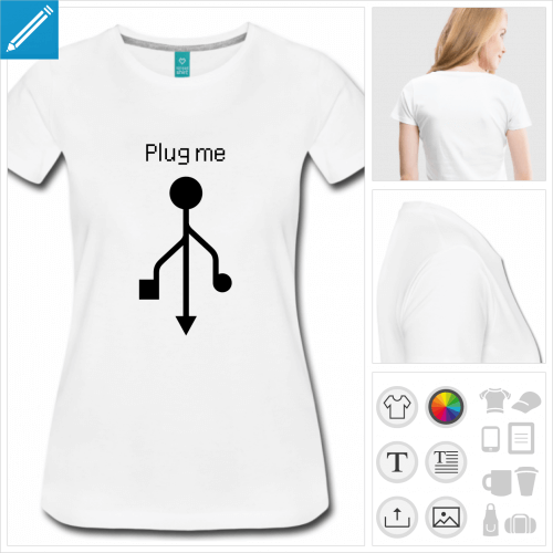 t-shirt jaune plug me  personnaliser