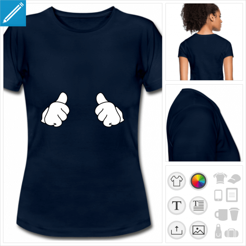 t-shirt manches courtes thumbs up personnalisable, impression  l'unit