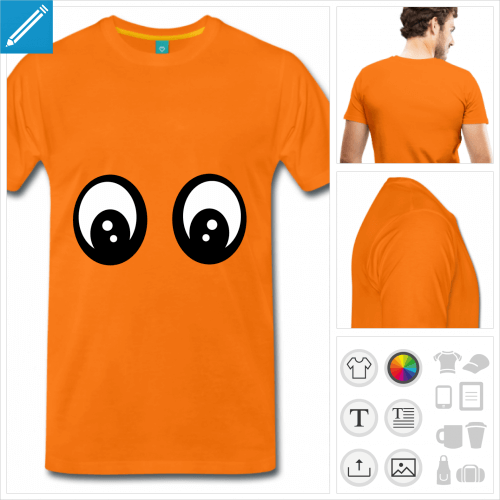 t-shirt orange homme yeux  crer soi-mme