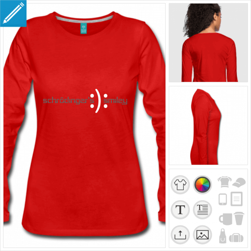 tee-shirt manches longues smiley schrdinger  personnaliser en ligne