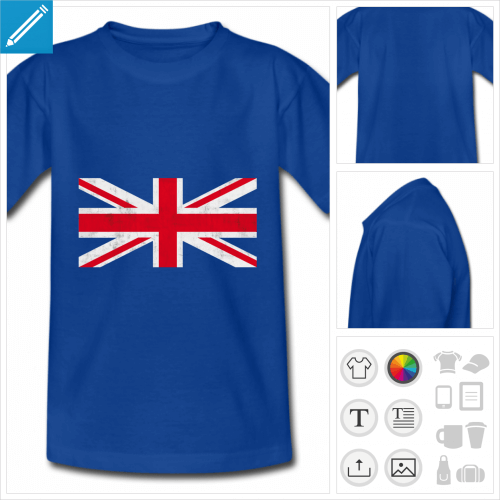 t-shirt drapeau anglais vintage  personnaliser