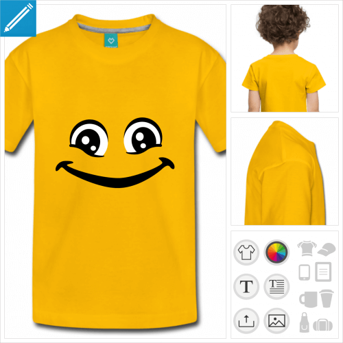 tee-shirt simple smiley yeux personnalisable, impression  l'unit