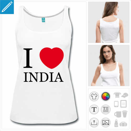 t-shirt femme I love India  crer soi-mme