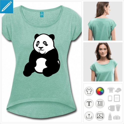 t-shirt femme panda assis  personnaliser