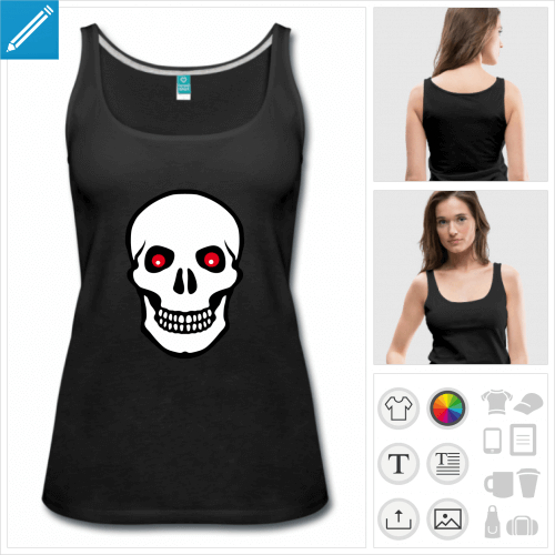 t-shirt femme tte de mort personnalisable, impression  l'unit