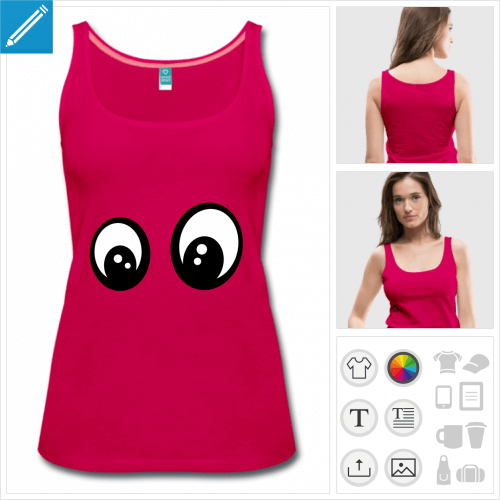 top femme rose smiley yeux  personnaliser en ligne